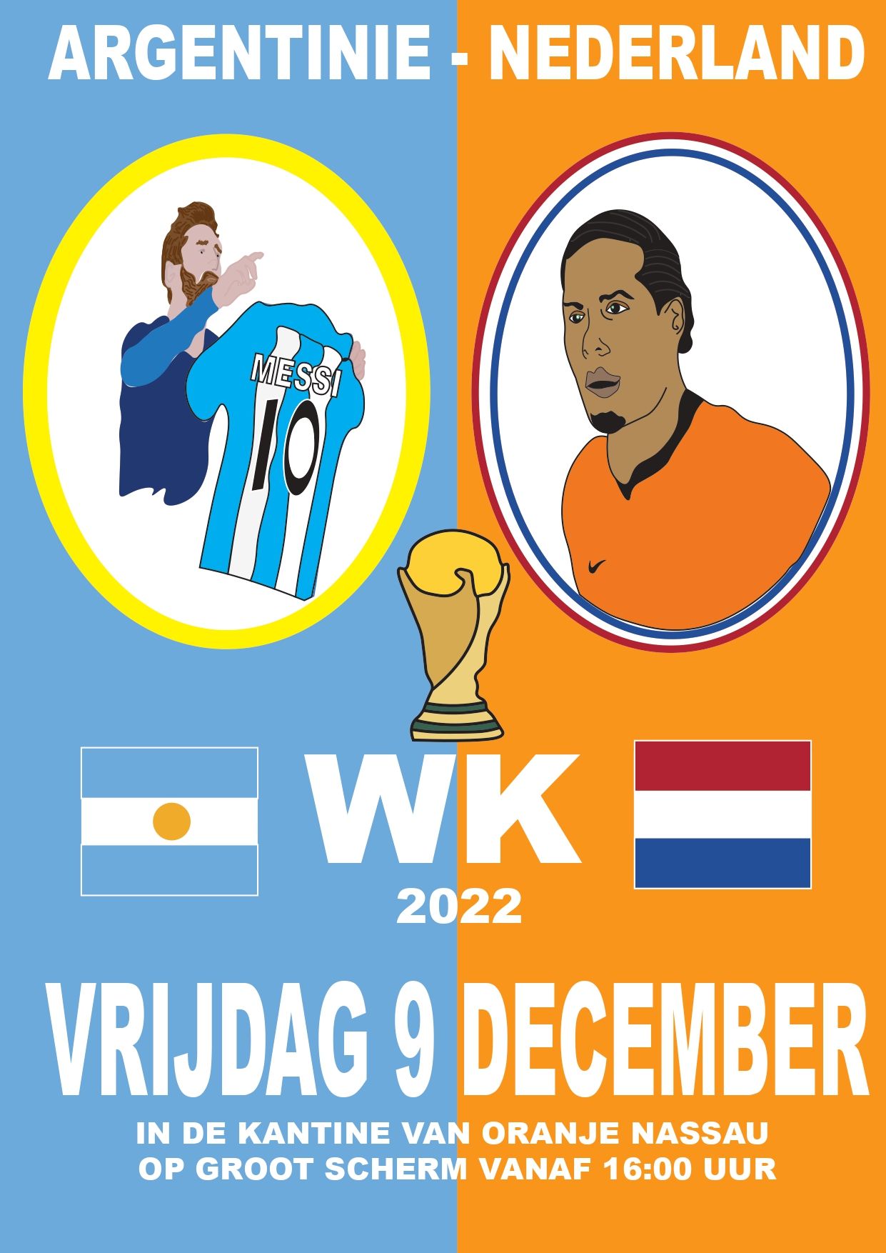 Vrijdag Argentinië - Nederland in de kantine te zien