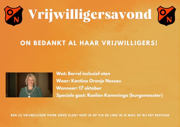 Vrijwilligersavond bij Oranje Nassau